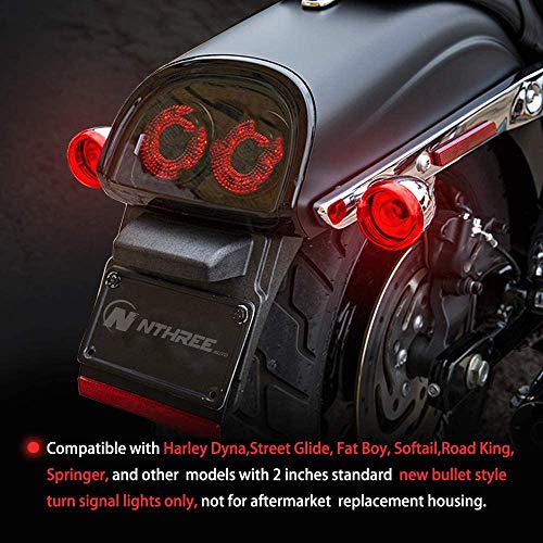 image for NTHREEAUTO Bullet Turn Signal Light Lens Cover Compatible with Harley 