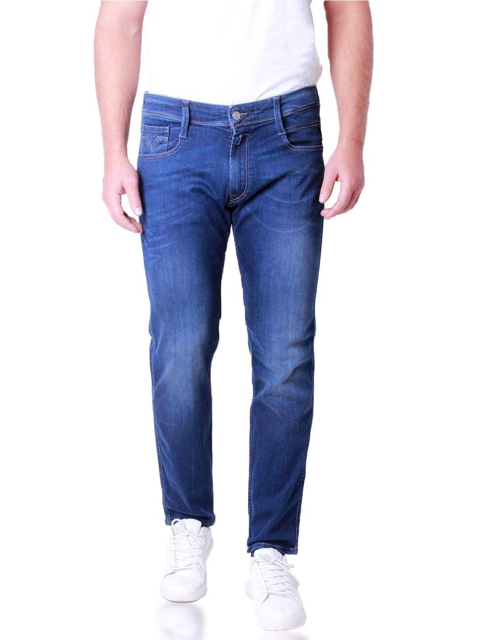 Replay Men's Jeans Anbass Slim-Fit Hyperflex Bio with Stretch, Blue (Medium Blue 009), 34W / 32L
