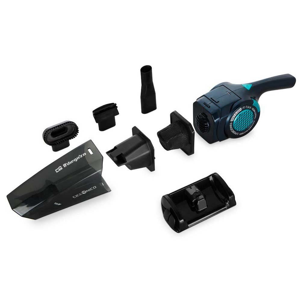 Orbegozo AP 1500 Aspiradora de mano sin cable, Aspira sólidos y líquidos, Mango de inclinación variable, Sistema de aspiración ciclónico, 2200 mAh, 3 accesorios incluidos, Color Negro