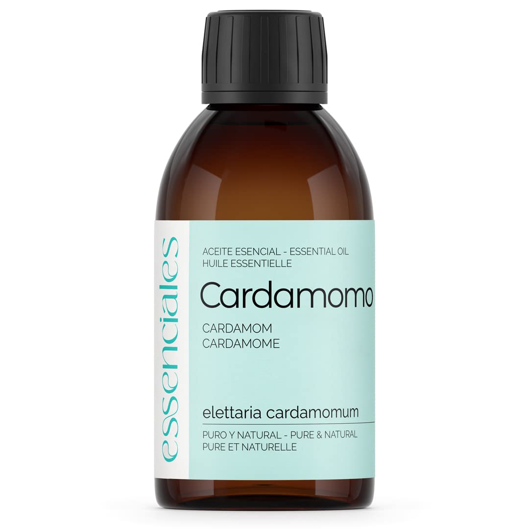 ESSENCIALES Aceite Esencial de Cardamomo 200 ml – 100% Puro y Natural – Aroma Herbal y Especiado – Ideal para Difusor y Aromaterapia