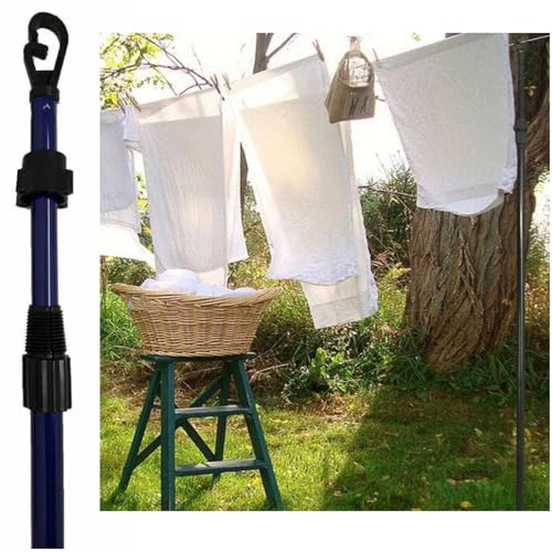 Heavy Duty Telescopic Clothes Line Prop – Adjustable 1.4m to 2.4m Washing Line Support Pole for Outdoor Laundry Drying – Galvanised Steel with Twist Lock