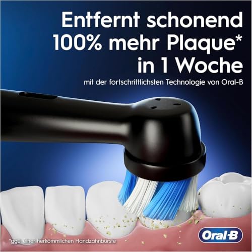Oral-B iO Series 3 Elektrische Zahnbürste, Electric Toothbrush, Doppelpack, 2 Aufsteckbürsten, 3 Putzmodi für Zahnpflege, Reiseetui, TESTSIEGER Stiftung Warentest (12, 2024), Matt Black, Ice Blue – Bild 4