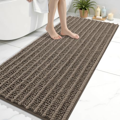 Image of Arotive Luxury Bathroom Ruuner Rugs 60x24, Extra Soft Thick Absorbent Shaggy Chenille Bath Rugs, Machine Wash Dry, Bath Mats for Bathroom Floor, Tub and Shower, Home Decor Accessories, Camel