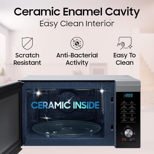 Image of Samsung 28L Multi Spit, Convection Microwave Oven (MC28A6035QS /TL, Silver, Various Cooking Modes, Eco Mode, Hotblast, Crusty Plate, Wire Rack, Slim Fry, Ceramic Enamel Cavity with 10 year warranty)