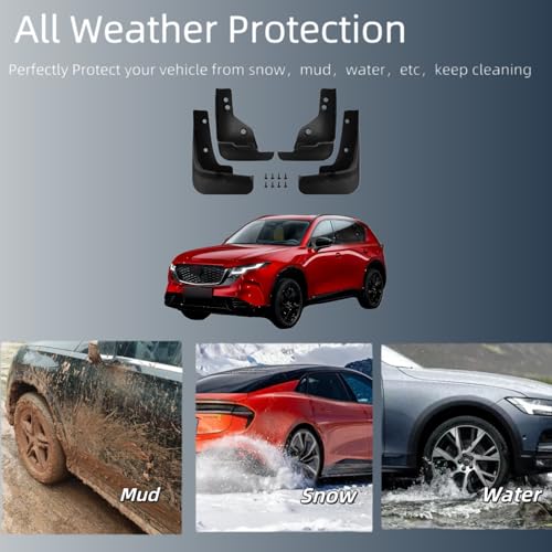 Image of No Drill Mud Flaps Compatible with 2022-2025 Mazda CX-5 CX5 (Gas Only, NOT for Hybrid /PHEV) - Front & Rear Splash Guards, PP All Weather Mudflaps, Custom Fit Exterior Accessories
