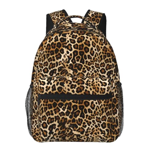 Nerxy Brown Leopard Backpack for School - Cheetah Print Backpack Animal Skin Spots School Bag Daily Laptop Book Bag Fits 14 Inch Laptop Rucksack Daypack