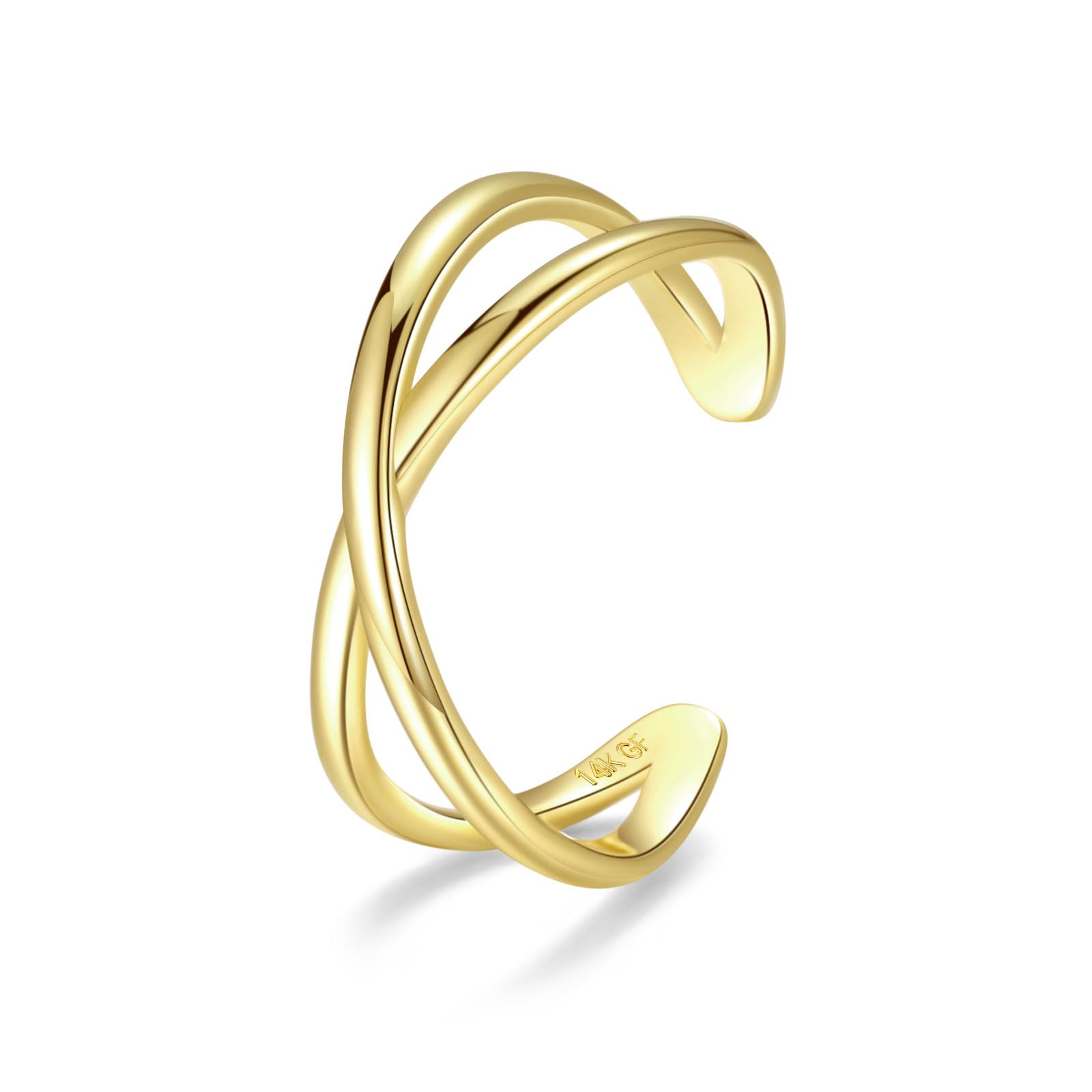 PLOMFOV 14K Gold Filled Gold Toe Rings for Women Adjustable Toe Rings Non Tarnish Solid 14K Real Gold Toe Ring