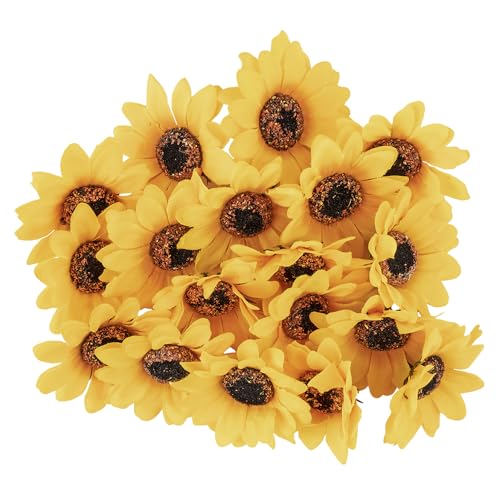Ideen mit Herz Deko-Blüten, Kunstblumen, Blüten-Köpfe, Verschiedene Sorten, ca. Ø 7 cm (Sonnenblumen - gelb - 18 Stück)