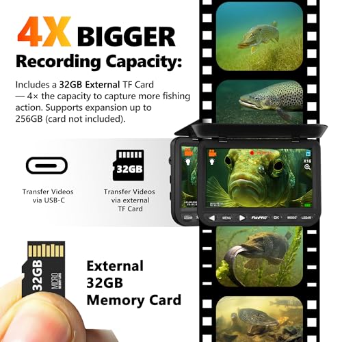Image of [FishPRO 2026 Upgrade] NO.1 HD 1080P Underwater Fishing Camera 7''IPS w /DVR-32GB,Ice Fishing Camera w /10,000mAh(Ease to Use), Fish Finder Camera for Ice Lake Boat Fishing w /USB-C, LED+IR, 83ft