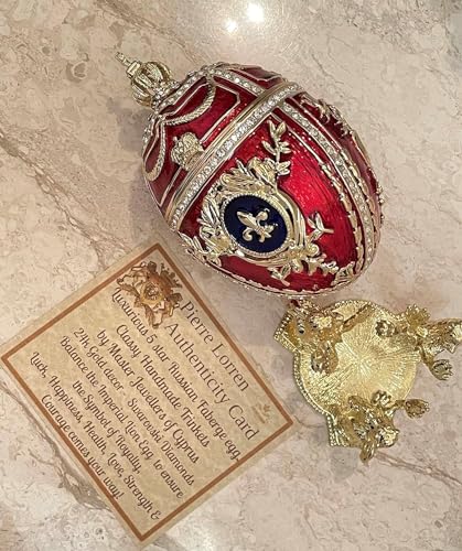 Œuf style Fabergé boîte à bijoux rouge rubis contre le désordre - 3