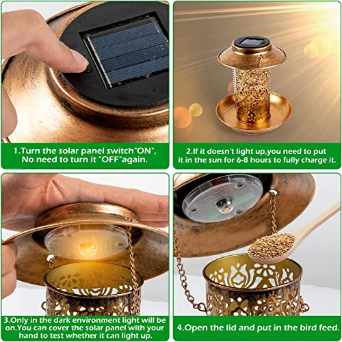 image for ZHJLIXU Solar Bird Feeder, Metal Bird feeders for Outdoors Hanging,Sol