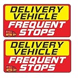 Delivery Driver Car Sticker 9 × 4.3 Inches Reflective Delivery Vehicle Frequent Stops Sticker Warning Safety Sign Self Adhesive/UV Protected & Water & Fade Resistance -2PACK
