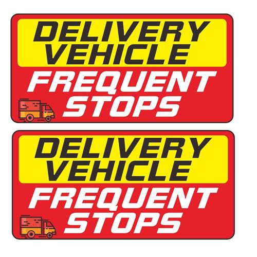 Image of Delivery Driver Car Sticker 9 x 4.3 Inches Reflective Delivery Vehicle Frequent Stops Sticker Warning Safety Sign Self Adhesive /UV Protected & Water & Fade Resistance -2PACK