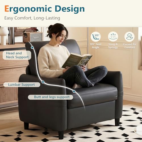Image of STHOUYN Oversized Leather Accent Chairs for Living Room, Comfy Upholstered Deep Seat Armchair for Adults, Mid Century Modern Arm Chair for Office, Bedroom, Apartment, Reading & Waiting Room (2, Black)