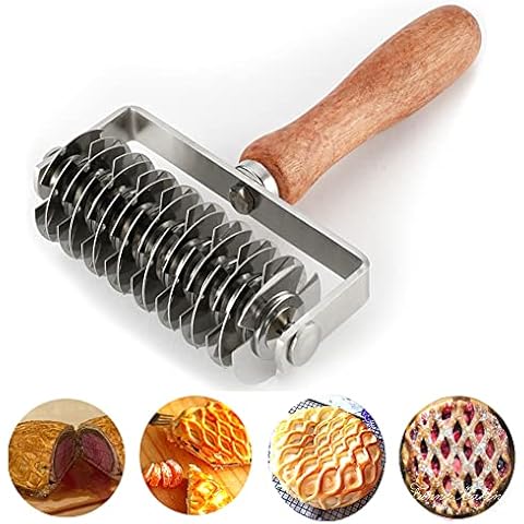 AMPSEVEN Pastry Lattice Roller Cutter - Stainless Steel Dough Lattice for Pie Pizza Bread beef wellington Pastry Crust Roller Cutter Cover
