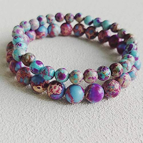 Icey Blue Purple, Sea Sediment Jasper, Handmade Stretch Gemstone Bracelets, Chakra Jewelry, Jasper Bracelets, Handmade Gemstone Bracelets,