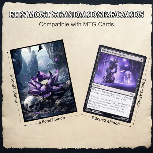 Image of Kabinka MTG Card Sleeves - 100 Standard Size Pack Clear Front & Matte Finish Back with Lotus, Premium Sleeves for Magic The Gathering TCG
