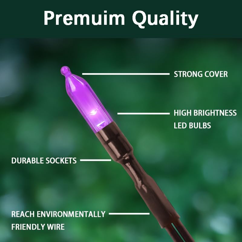 Miniatura 4 de LAMPHOME 50 luces LED de Halloween para exteriores, 16 pies, mini tira de luces con 9 modos y temporizador de 6 horas, resistente al agua, funciona