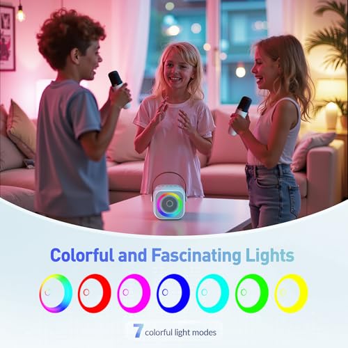 Image of Karaoke Machine, Portable Bluetooth Speaker with 2 Wireless Microphones for Kids, Karaoke Toys Gifts Toys for Girls Boys Family Home Party (Blue)