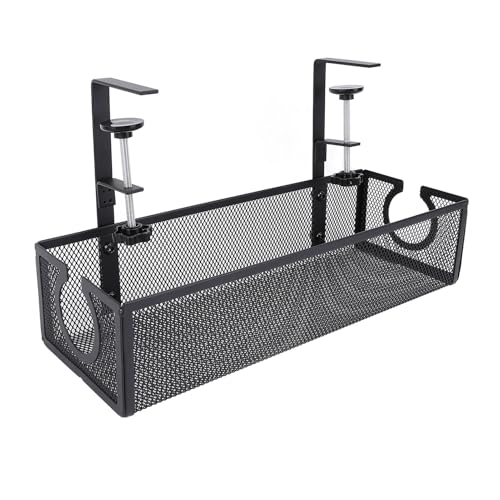 Organizador de Cables para Escritorio de un Lado en Forma Redonda de Acero al Carbono con Almohadilla Anti-Ralladuras para Oficina o Estudio (Negro) miniatura 2
