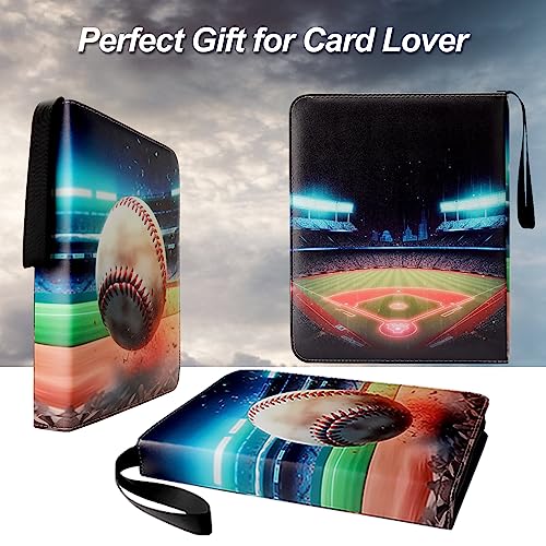 Image of Baseball Card Binder with Sleeves, 900 Pocket Baseball Card Holder for Trading Cards, 9 Pocket with 50 Removable Sleeves Zipper Book Folder Collector Album 3 Ring Binder Organizer Storage Kids Gift
