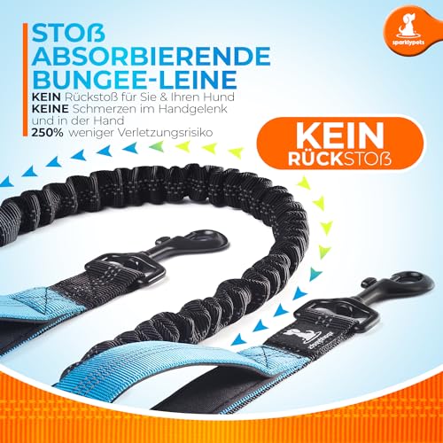 Joggingleine für Hunde zum Laufen, Joggen, Wandern | 2 in 1 Joggingleine und Normale Hundeleine für Große und Mittelgroße Hunde mit Doppelgriff | Bauchgurt Hundeleine