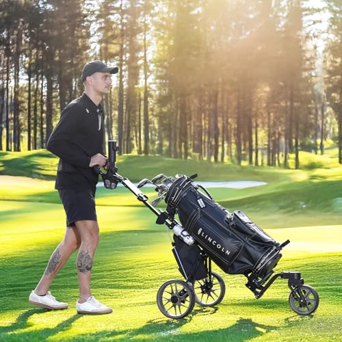 image for Tedycatt 360 Golf Push Cart: Lightweight Folding Swivel 3 Wheels Golf 