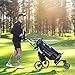 Tedycatt 360 Golf Push Cart: Lightweight Folding Swivel 3 Wheels Golf Caddy with Foot Brake, Cooler Bag, Drink& Umbrella Holder, Black Frame Gray Wheels