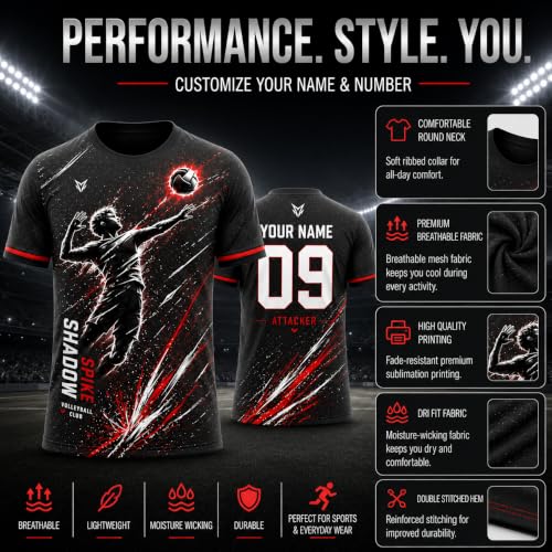 Teemates Custom Volleyball Attacker Jersey for Men, Women, Boys & Girls | Personalized Name Number Volleyball Spiker Shirt | Custom Volleyball Team Uniform - Image 3