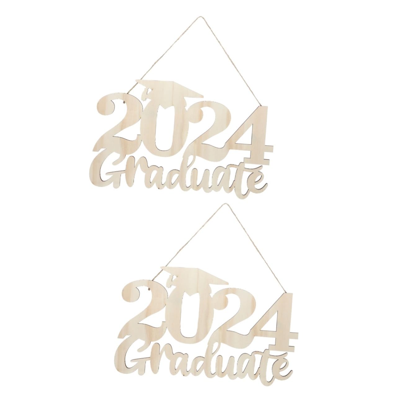 2 Piezas 2024 Colgante De Signo De Graduación Suministros De Fiesta De Graduación Accesorios De Fotomatón De Fiesta Placa para Graduacion Accesorios para Fotos De Madera PRETYZOOM