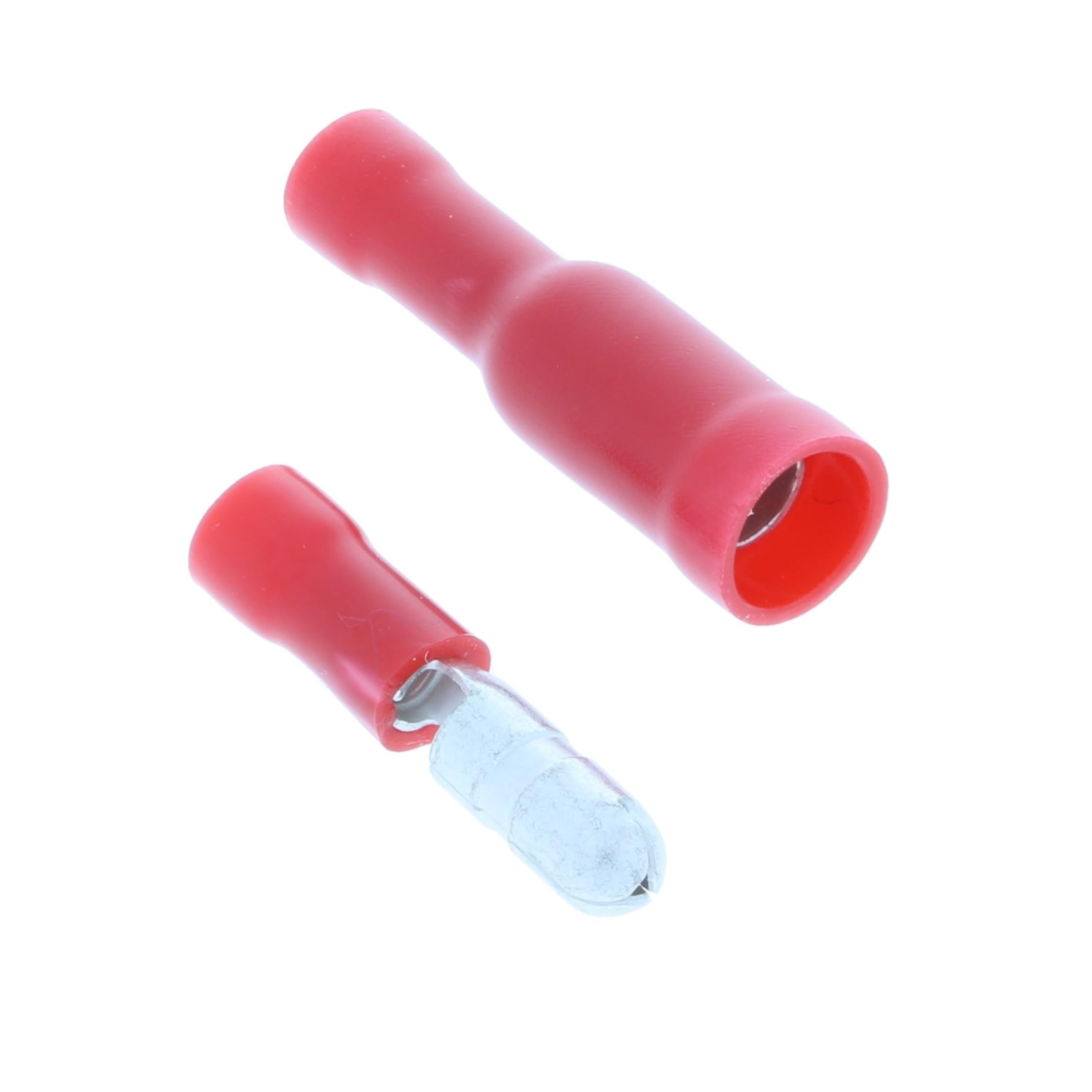 227s 100x Bullet Connector Insulated Crimp Terminals for Electrical & Audio Wiring, Cables or Wire - 50x Female and 50 x Male (Red 4mm Bullet Diameter (0.5 mm² to 1.5 mm²))