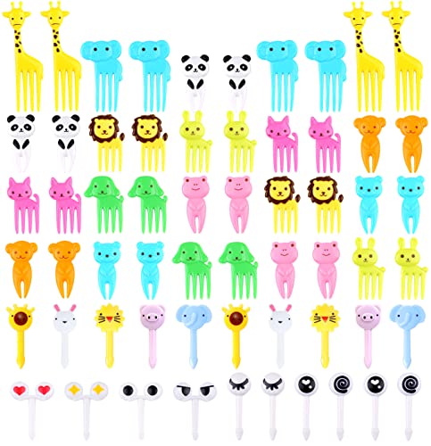 60PCS Animal Food Picks for Kids, Toddler Food Picks, Cute Bento Picks for Kids, Fun Kids Food Picks for Bento Box Toothpicks, Reusable Lunch Picks for Kids Bento, Lunch Box Picks for Kids
