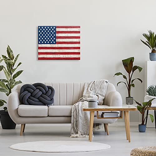 Image of Stupell Industries 'Rustic American Flag Red White Blue'| Canvas Art | Stupell Industries | 30 x 24 Inches, Easy to Hang and Sturdy, Made in USA, by Ruane Manning
