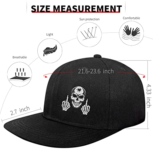 Negi Flat Bill Hats Adjustable Brim Baseball Cap For Men Snapback Hat For Men Brim Baseball Cap For Men Adjustable Cool Rock N Roll Caps For Mens Dad Hip Hop #TOP2