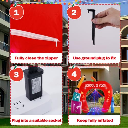 HZGDEJTG10FT Back to School Apple and Pen Arch, an Inflatable Decoration for the Back-to-School Season, Featuring LED Lights for Outdoor use, Suitable for Indoor, Patio, Lawn, and Garden Settings. by HZGDEJTG - Used condition - Image 4