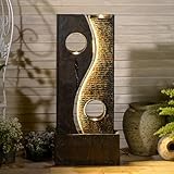 Sunlinua Indoor Water Fountain 47 inches Large Cascading Modern Faux Rust Waterfall Outdoor Fountain Resin Water Feature with LED Lights for Living Room, Garden, Patio, Porch