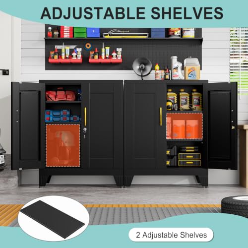 Image of pozdeg 35.43 inch Lockable Metal Storage Cabinet, Steel Office Locker, Black