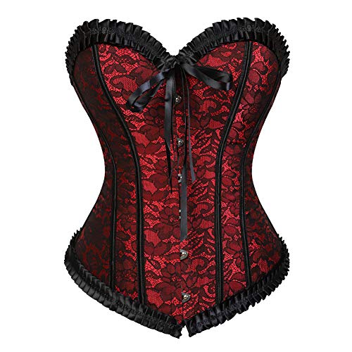 WLFFW Corsage Dessous übergröße Korsett Sexy Damen (EUR(34-36) M, Rot)