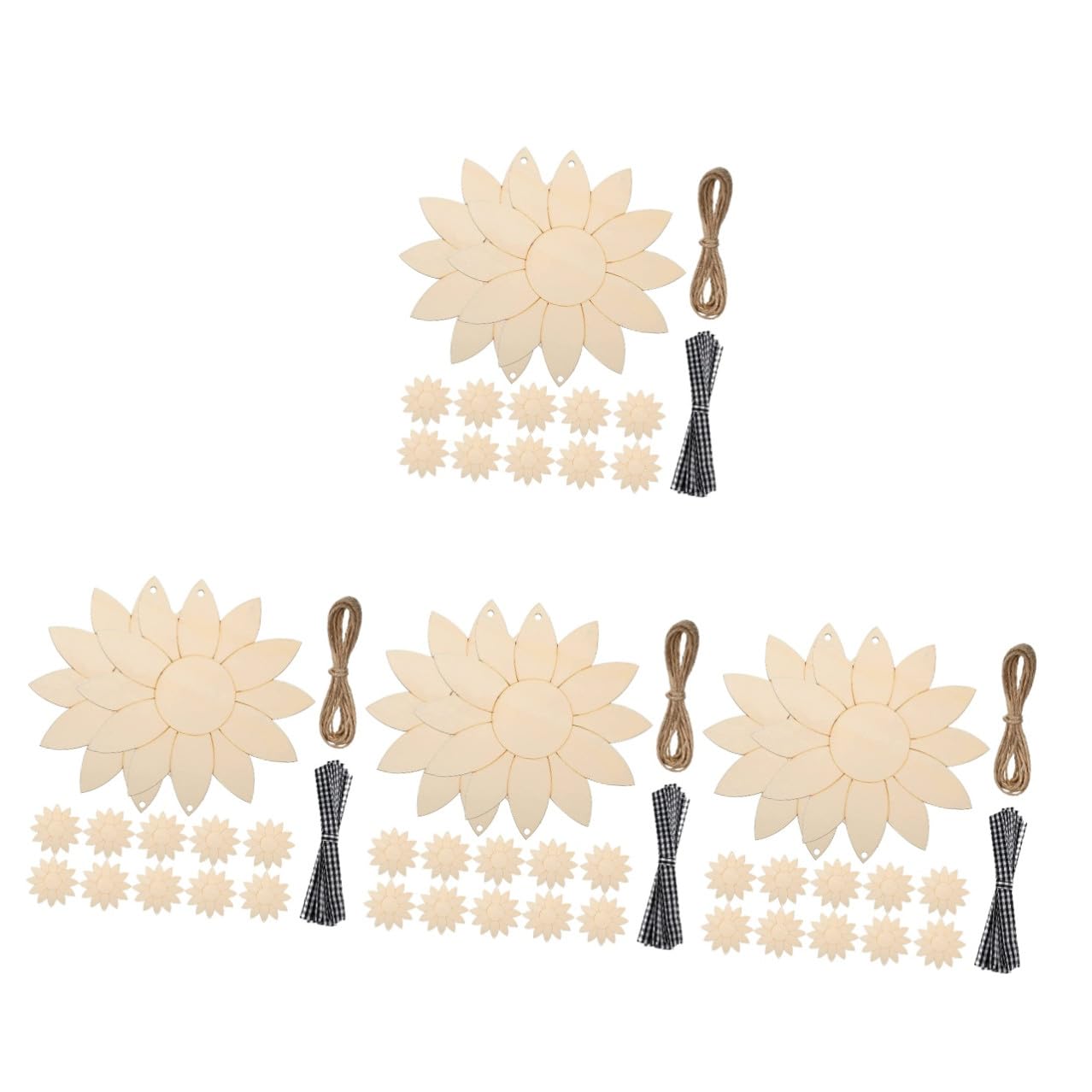 Housoutil 4 Set Sagome Legno Grezzo Non Finite per Decorazioni Fai da Te con Nastro e Corda per Feste Pittura e Graffiti Creativi