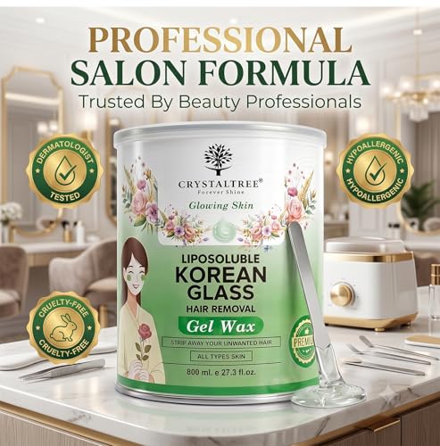 Image of Crystal Tree Korean Glass Hair Removal Wax 800ml | Liposoluble Gel Wax for Women & Men | Smooth Hair Removal for Arms, Legs, Underarms & Bikini Area | Salon Professional for All Skin Types