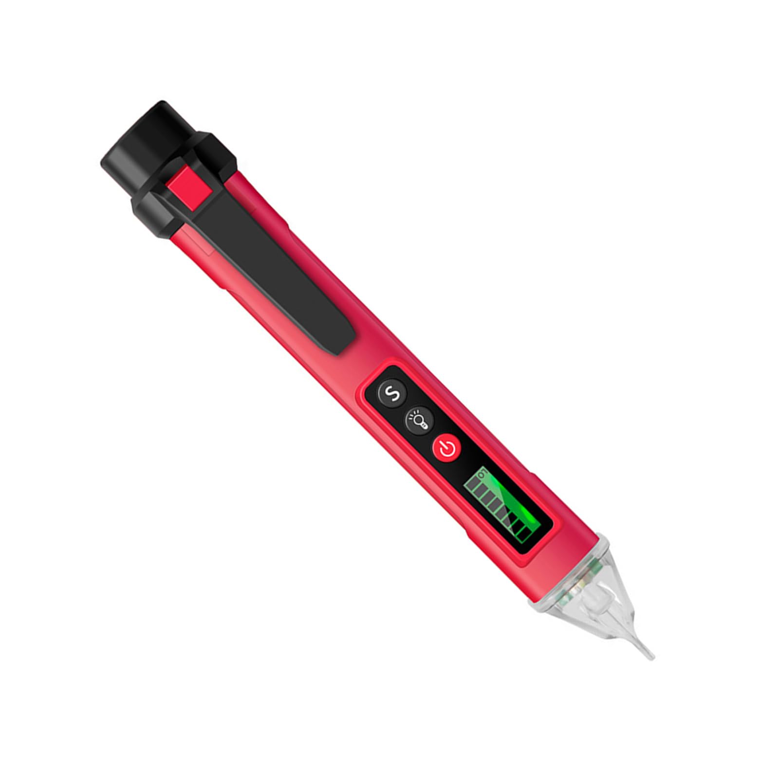 Tsophreniq Red Sensitivity Non-Contact Tester Pen With Live/Neutral Detection, Flashlight & Lcd Display For Electricians Adjustable Sensitivity Multimeter