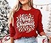 AmazingLucky Christmas Shirts Women Funny Merry Christmas Lights Sweatshirt Cute Graphic Xmas Lightweight Pullover Tops (Red-3, XXL)