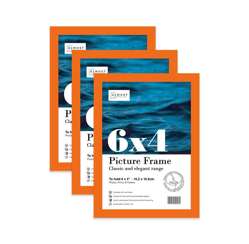 Almost Frameless 6x4 Orange Picture Frame Set of 3, Display 6x4 Picture Gallery Wall, Poster, Photo, Artwork, or Print, Yellow — image 1