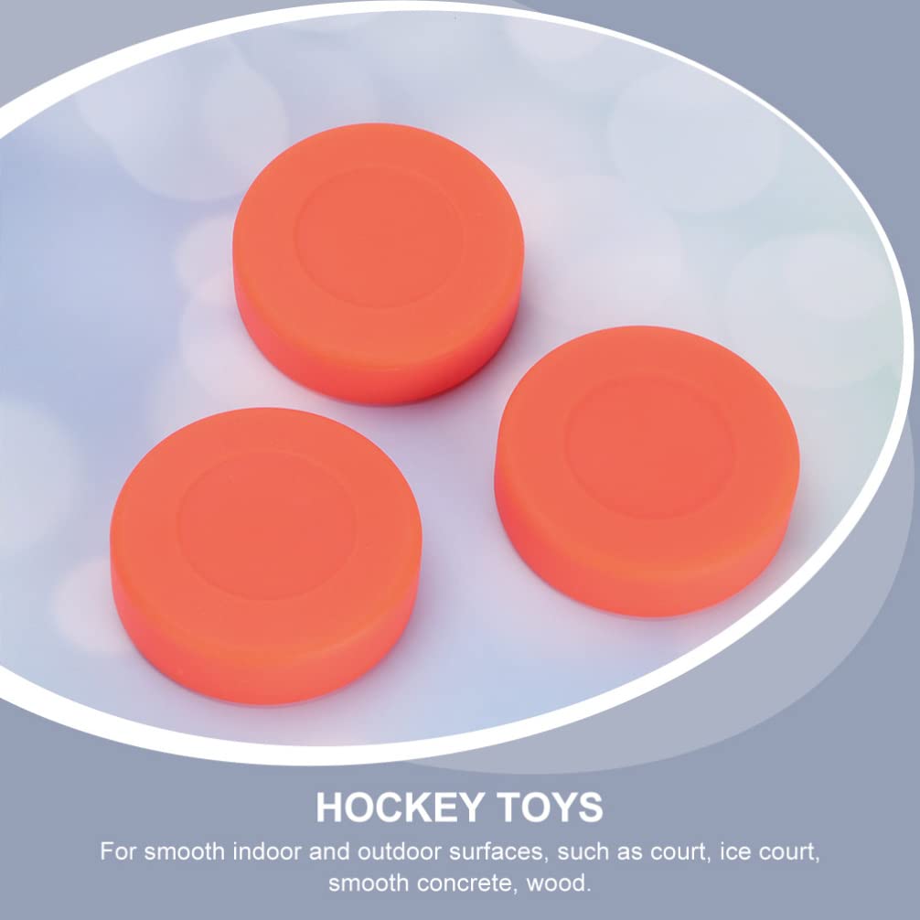 VANZACK Lot de 3 Palets de Hockey Orange en PVC Léger à Faible Friction pour Entraînement et Jeu Extérieur sur Béton Lisse ou Terrain