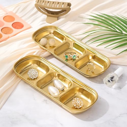 Image of 4 Pcs Esthetician Bowls Face Mask Tray Esthetician Supplies Stainless Steel Compartment Serving Tray Women Skincare Products Facial Bowl for Spa Salon Aesthetician Beauty, Nail Art (Gold,Medium)