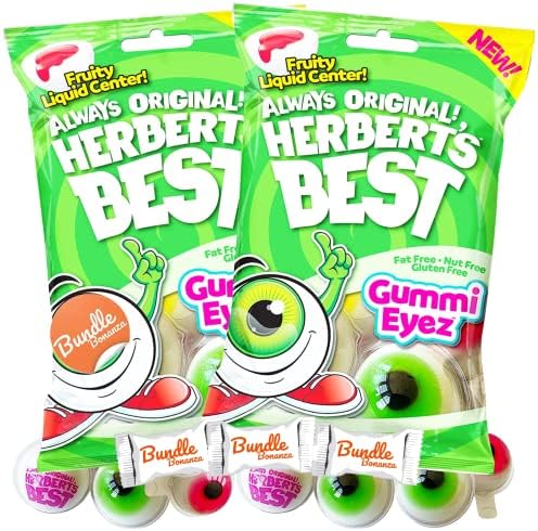 Herberts Best Gummi Eyez - Glotzer Eyeball Gummy Candy (2 Pack) W/Bundle Bonanza Candy