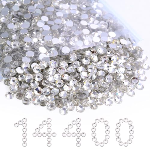 Image of Flatback Rhinestones Bulk, 14400PCS Crystal Rhinestones for Clothes DIY Decoration Crafts, Crystal, SS10, 2.7-2.9mm