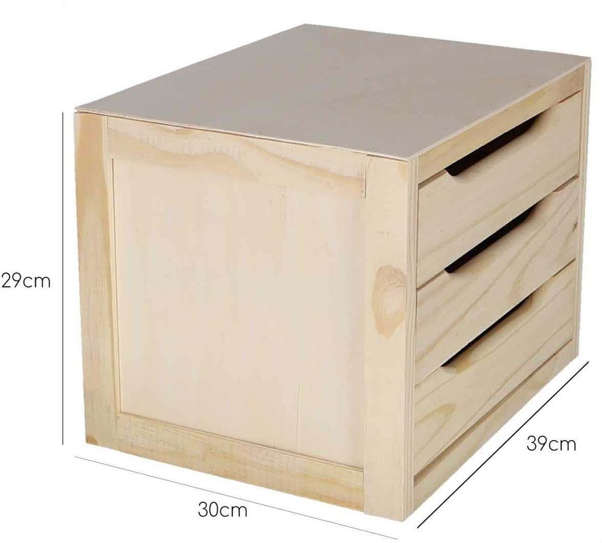Cajonera, Pino, Multicolor, 39 X 30 X 29 cm
