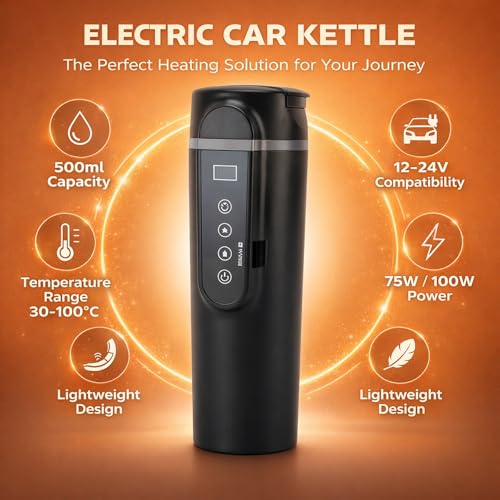 Tetera eléctrica portátil para auto 500ml, dual 12V-24V miniatura 3