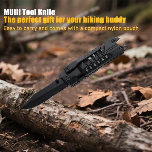 Multitool Knife with Nylon Pouch, 22 in 1 EDC Multi Tools with Fire Starting Sticks, Bottle Opener, Whistle, Pocket Knife and Window Breaker, Perfect for Survival, Outdoor and Everyday Use - Image 3